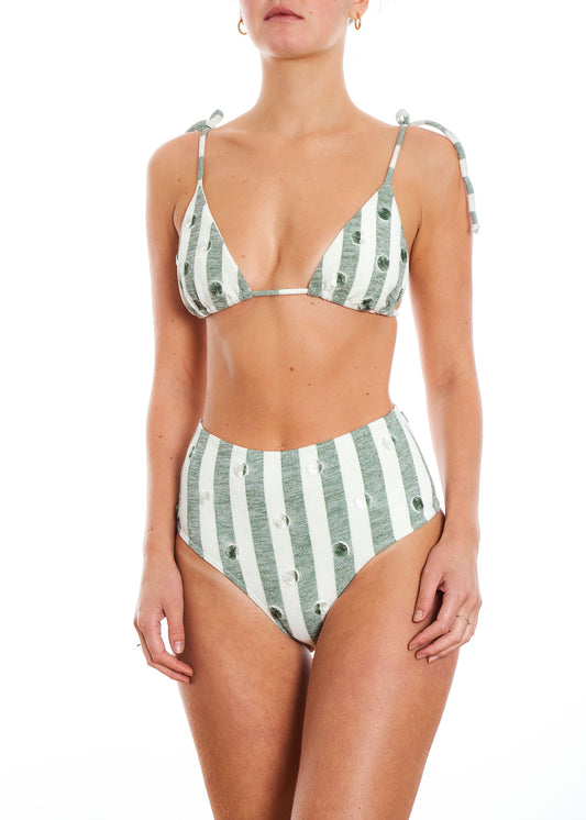 Bianca Bikini Bottom - Green Stripes