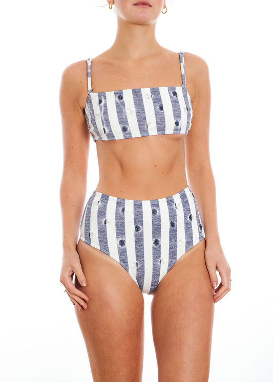 Bianca Bikini Bottom - Blue Stripes